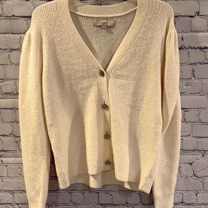 LOFT Cream Button-Up Women's Sweater